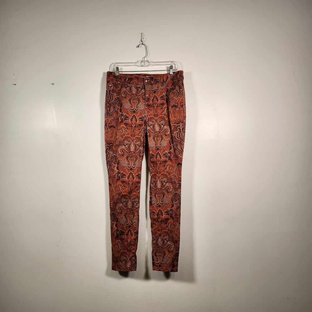CHICOS The Platinum Jegging Womens 1 | US M | Orange Black Paisley Boho Western
